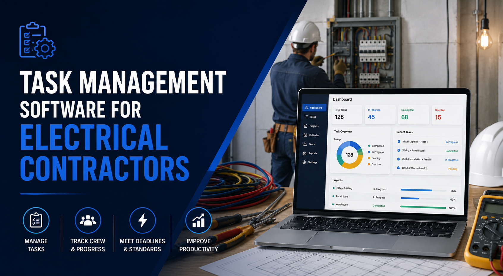 Task Management Software for Electrical Contractors: Coordinating Rough-Ins, Inspections, Material Staging and Safety